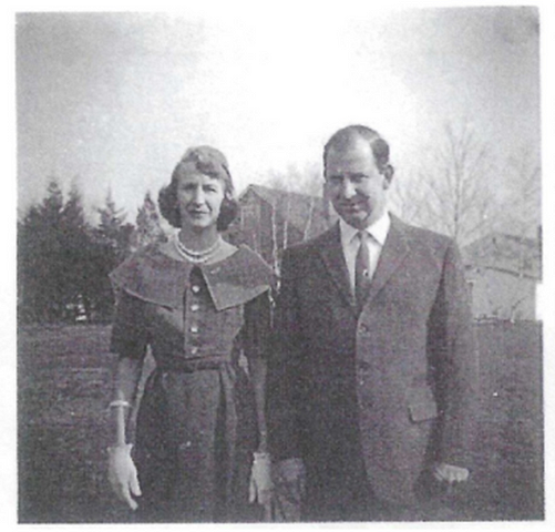 A black and white photo of the authors parents, Gladys and Casper Hossfield, taken in about 1960.