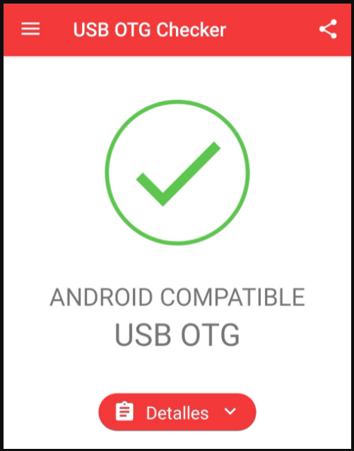 Resultado de USB OTG Checker tras comprobar compatibilidad