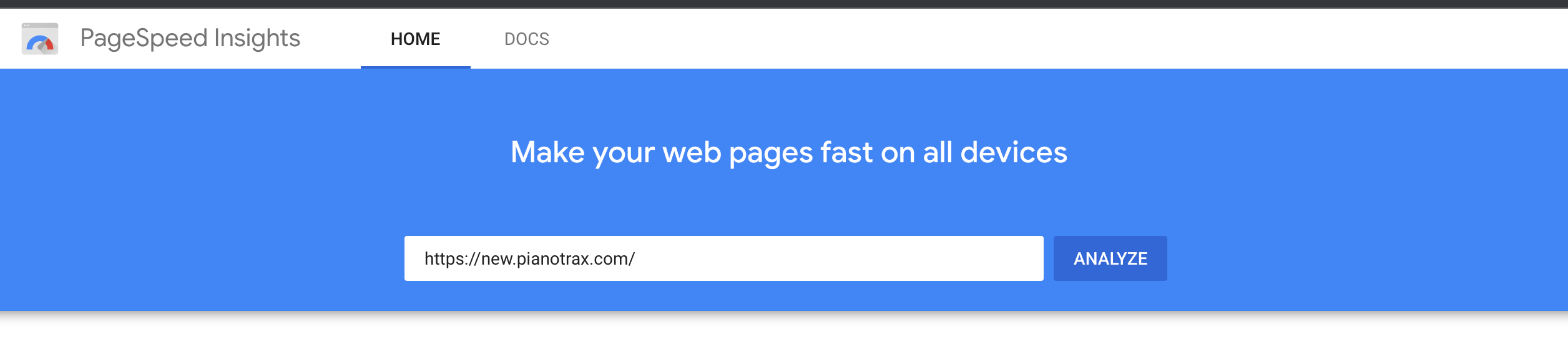 PageSpeed Home Page