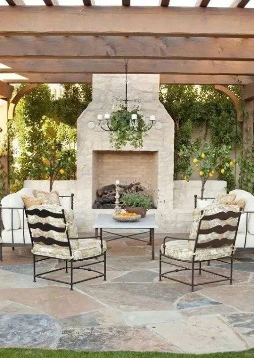 European-style Backyard Fireplace