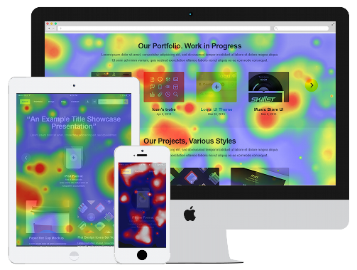 Mockups of various devices showing how heatmaps work.
