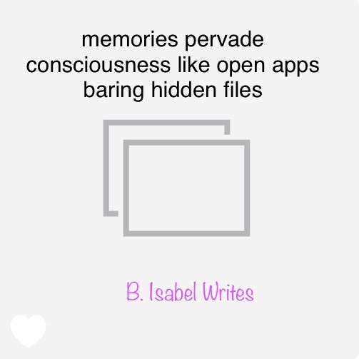 screenshot of empty photo folder with senryu that reads: memories pervade/consciousness like open apps/baring hidden files.