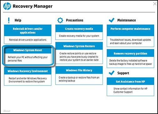 HP recovery manager