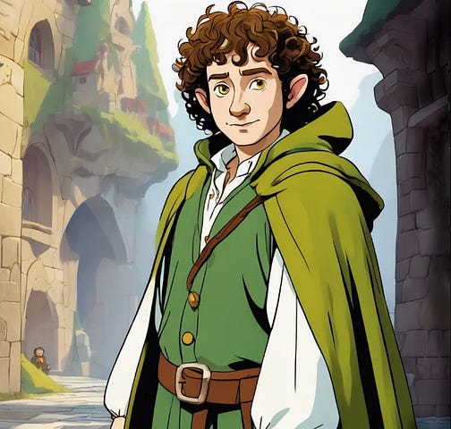Cartoon of a character that looks like a hobbit