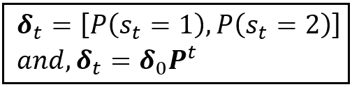 The time-dependent state probabilities of the 2-state Markov model