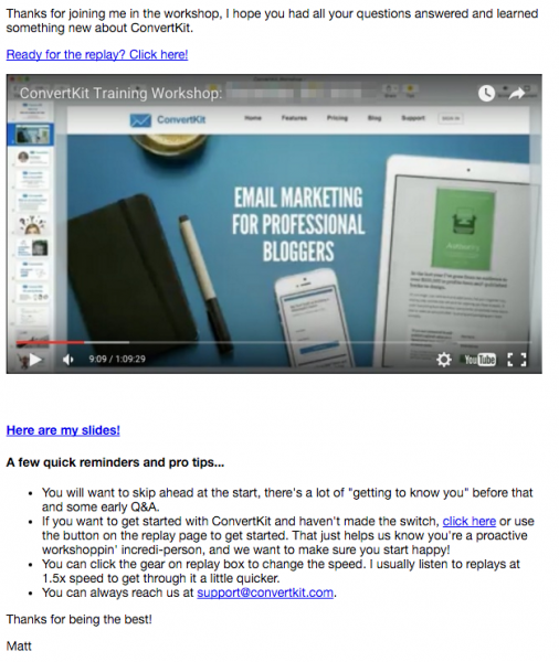 ConvertKit Workshop Workflow