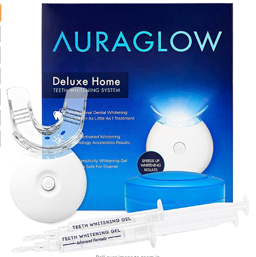 AuraGlow Teeth Whitening Kit, LED Light