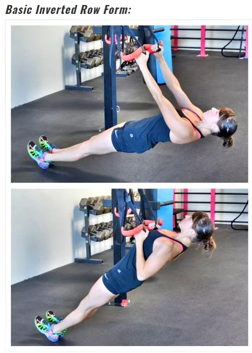 Women demonstrating an inverted-row exercise.