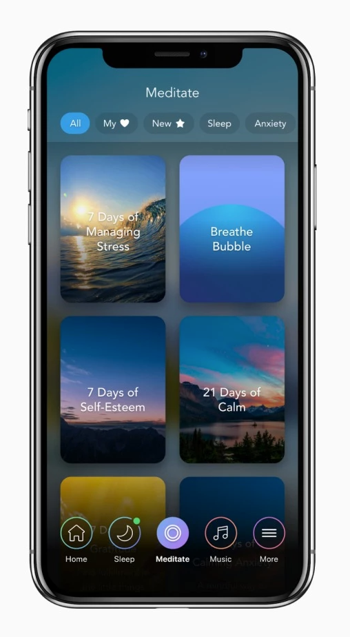 calm app — good example of ui design