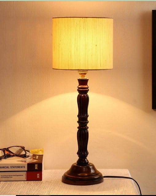 Cotton Drum Designer Wooden Table Lamp