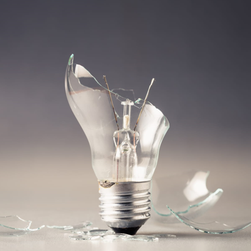 A broken lightbulb
