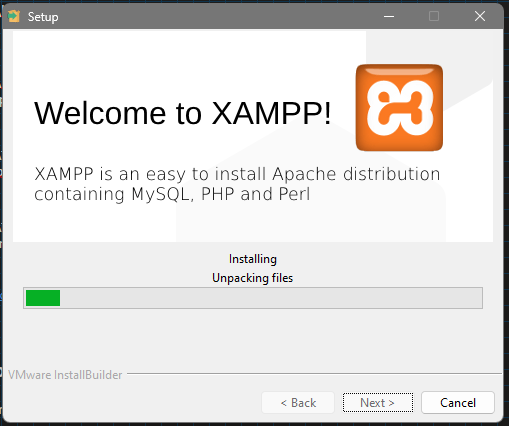 Screenshot of Windows XAMPP Setup screen
