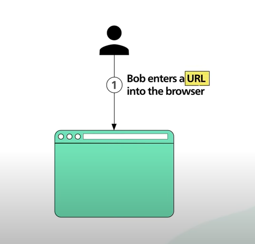 User entering a URL to access a specific web page. For Ex: google.com