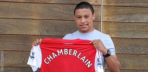 Alex Oxlade-Chamberlain at London Colney to sign for Arsenal