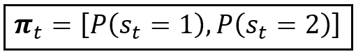 The state probability distribution of the Markov variable s_t