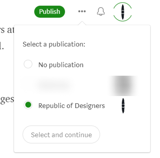 Medium drop down option for selecting publication
