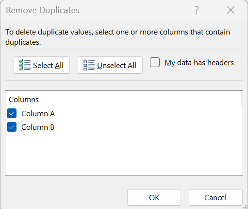Removing duplicates when using excel for data analysis