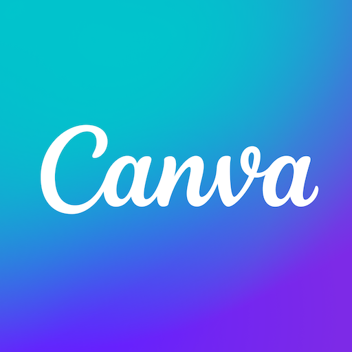 Imagerm do logo do Canva, com cores azul e roxo, escrito “Canva”, na cor branca.