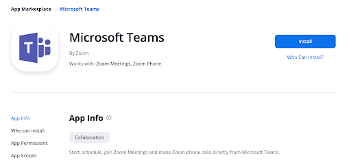 Zoom Microsoft Teams plugin