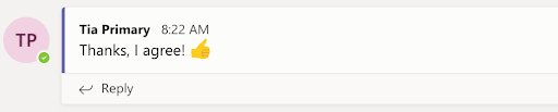 Thumbs up in Microsoft Teams