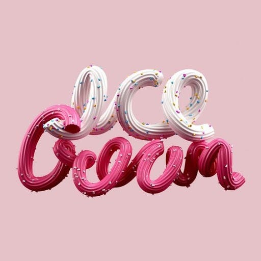 Pink Ice Cream typography