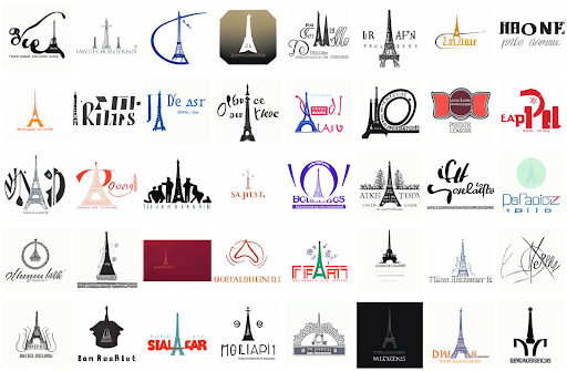 Results from our model with prompt ‘A logo for a paris cafe featuring the eiffel tower’
