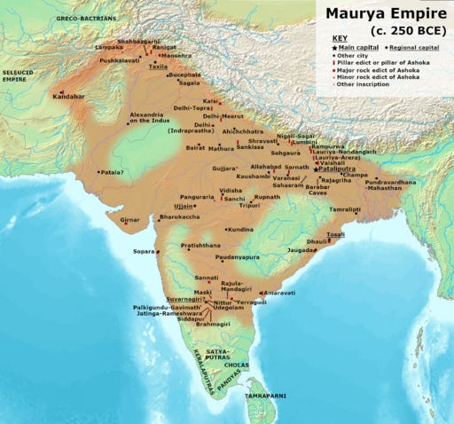 Maurya Empire that exists 250 BCE