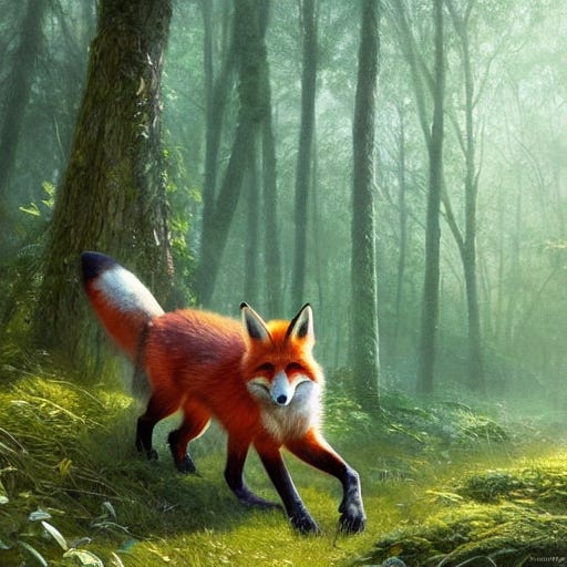 Ai gen image of fox with 5 legs