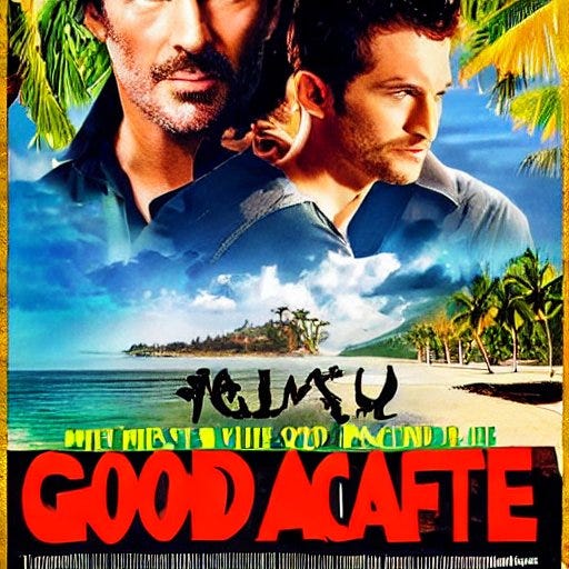Movie poster showing a tropical island