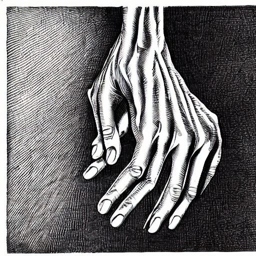 Unsettling surreal lineart of a hand