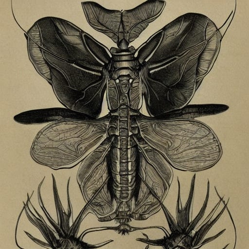 an anatomical drawing of a firefly