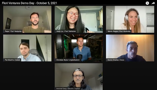 A screenshot of the community on video call for Flori’s Demo Day in 2021