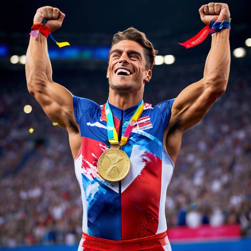 Victorious Olympic Decathlete
