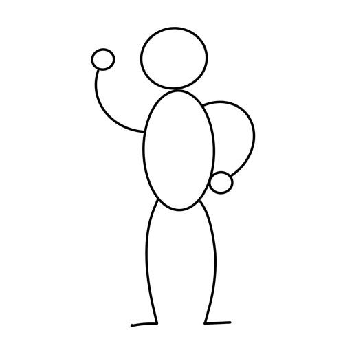 A stick figure drawing of a person