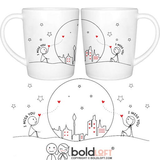 BoldLoft His and Hers Long Distance Mugs