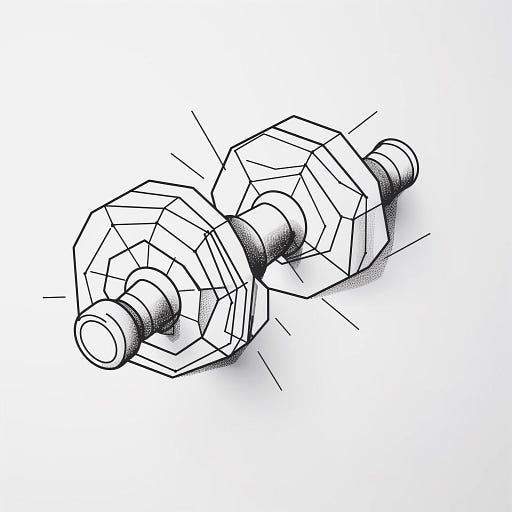 AI-generated image of a line art dumbbell.