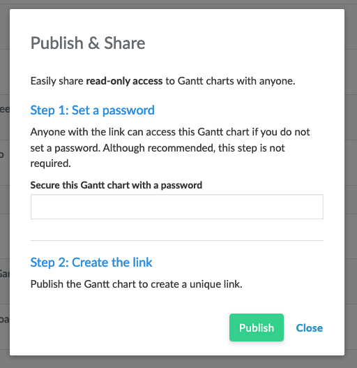 Publish and share Gantt charts you have created in Ganttify