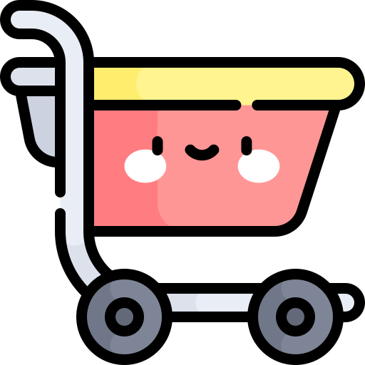A Kawaii style image of a shopping cart