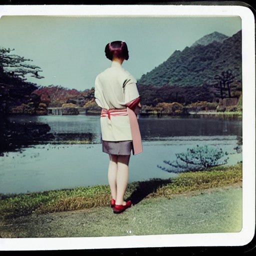 A realistic high quality image of a woman near a lake