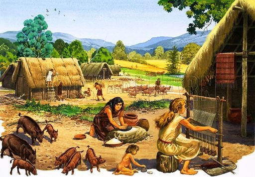 Illustration imagining the early agricultural era.