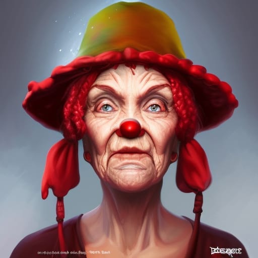 Lady with hat, and red nose