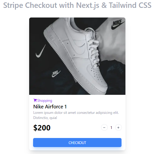 Stripe checkout with Next.js and tailwind CSS