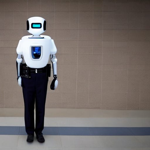 Picture of human-like security robot generated by https://deepai.org/