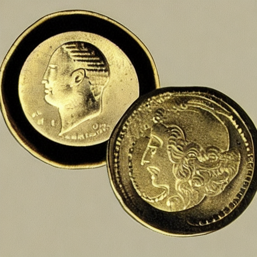 Image of two ancient coins on a surface.