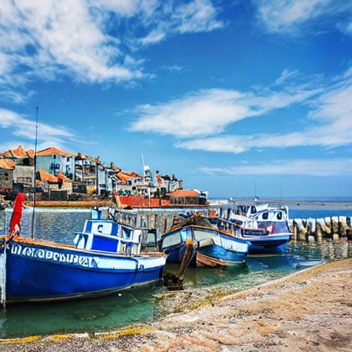 The fishing boat on a dock in the coast.