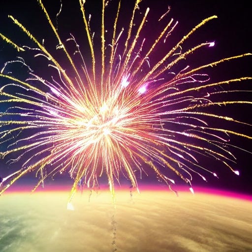 A firework in space. AI generated.