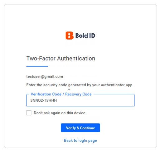 Illustration of Using Two-Factor Authentication by Entering a Password and an Authentication Code.