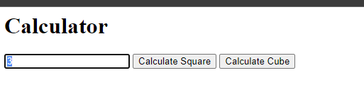 UI for the example calculator we created as a Go application