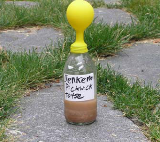 Jar of jenkem with a balloon to contain the fumes
