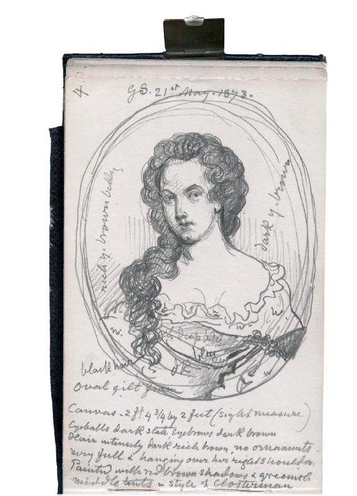 Sketch of the portrait of Aphra Behn by Sir George Scharf, 1873